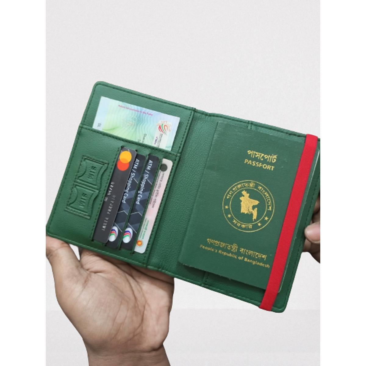 Picture of Multi-Function Credit Card Holder Leather Document Package Passport Holder Passport Bag Wallet Travel Cover Case - Passport Cover/Sonar Bangla passport cover - NR Mart-2024