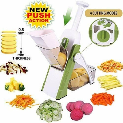 Picture of Vegetable Cutter Chopper Dicer Peeler Slicer mandoline Manual Slicer Food Chopper Grinder Kitchen Tool Accessories Stainless Steel Rust-Free Blade with Thickness Adjuster - NR Mart-2024 - Multicolor