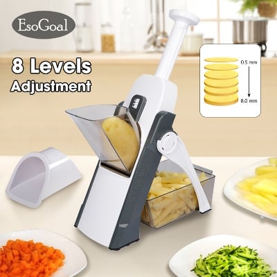Picture of Vegetable Cutter Chopper Dicer Peeler Slicer mandoline Manual Slicer Food Chopper Grinder Kitchen Tool Accessories Stainless Steel Rust-Free Blade with Thickness Adjuster - NR Mart-2024 - Multicolor