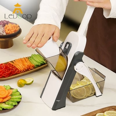 Picture of Vegetable Cutter Chopper Dicer Peeler Slicer mandoline Manual Slicer Food Chopper Grinder Kitchen Tool Accessories Stainless Steel Rust-Free Blade with Thickness Adjuster - NR Mart-2024 - Multicolor