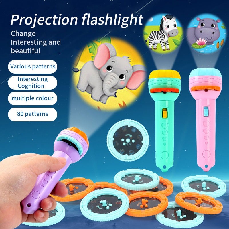 Picture of Projecting Flashlight Interactive Smooth Surface Lovely Cute Book Flashlight Projector Torch Lamp Kids Gift By  NR Mart-2024 - multicolor