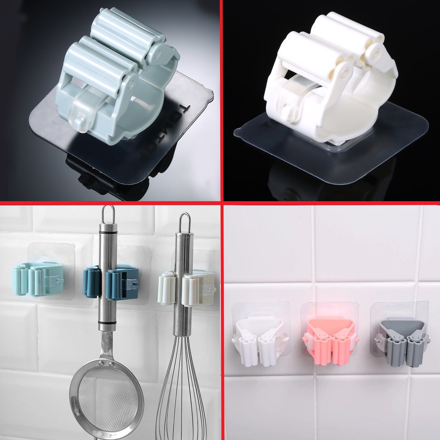 Picture of Folding Rack Hanger On Walls Bathroom Kitchen Tool Storage Rack Mop Organizer - NR Mart-2024 - Multicolor