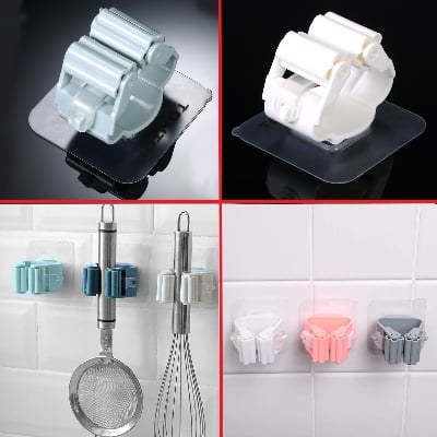 Picture of Folding Rack Hanger On Walls Bathroom Kitchen Tool Storage Rack Mop Organizer - NR Mart-2024 - Multicolor