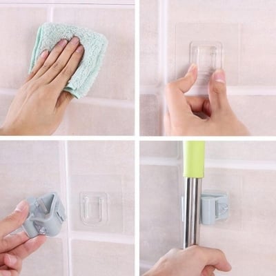 Picture of Folding Rack Hanger On Walls Bathroom Kitchen Tool Storage Rack Mop Organizer - NR Mart-2024 - Multicolor