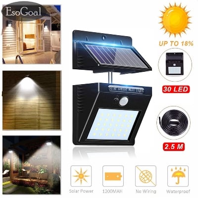 Picture of Best Solar Power 30 LED PIR Motion Sensor Wall Light Waterproof Outdoor Path Yard Garden Security Lamp - NR Mart-2024 - Multicolor