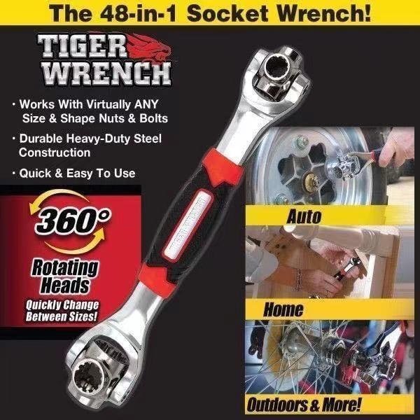 Picture of 48 in 1 Socket Wrench Multifunction Universal Tool with Spline Bolts 360 Degree Revolving Spanner (Red & Black) - NR Mart-2024 - Multicolor