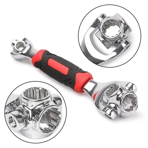 Picture of 48 in 1 Socket Wrench Multifunction Universal Tool with Spline Bolts 360 Degree Revolving Spanner (Red & Black) - NR Mart-2024 - Multicolor