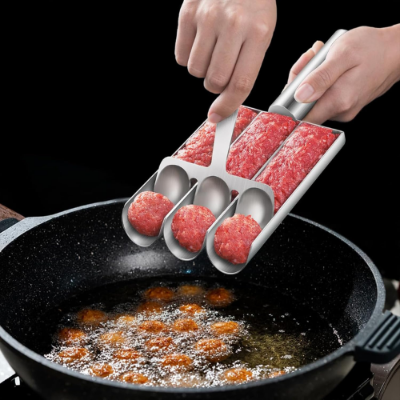 Picture of Creative Kitchen Meatball Maker Meat Ball Scoop with Cutting Spade Piyaju Maker, None-Stick Meatball Maker Cooking Piyajo Maker Accessories - NR Mart-2024 - Multicolor