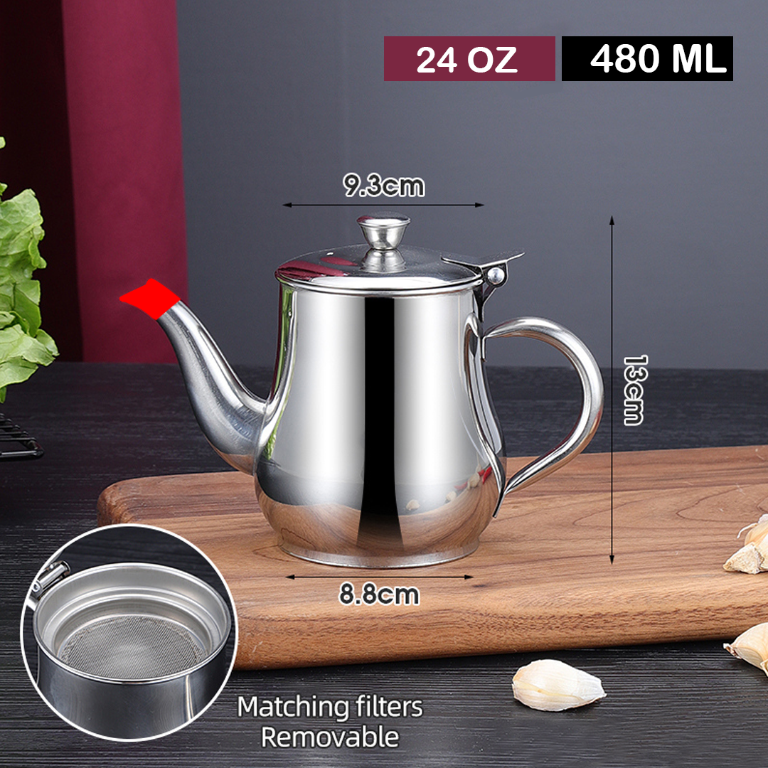 Picture of Oil pot oil keeping jar oil jar oil bottle stainless Steel Oil Tank Large Capacity Oil Bottle Kitchen Oil Filter Pot Soy Sauce Vinegar Container Coffee Pot - NR Mart-2024 - Multicolor