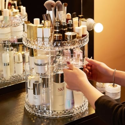 Picture of 360 Degree Rotation Transparent Acrylic Cosmetics Storage Box Fashion Spin Multi-function Detachable Makeup Beauty Organizer-Makeup Bags & Organizers - NR Mart-2024 - Multicolor