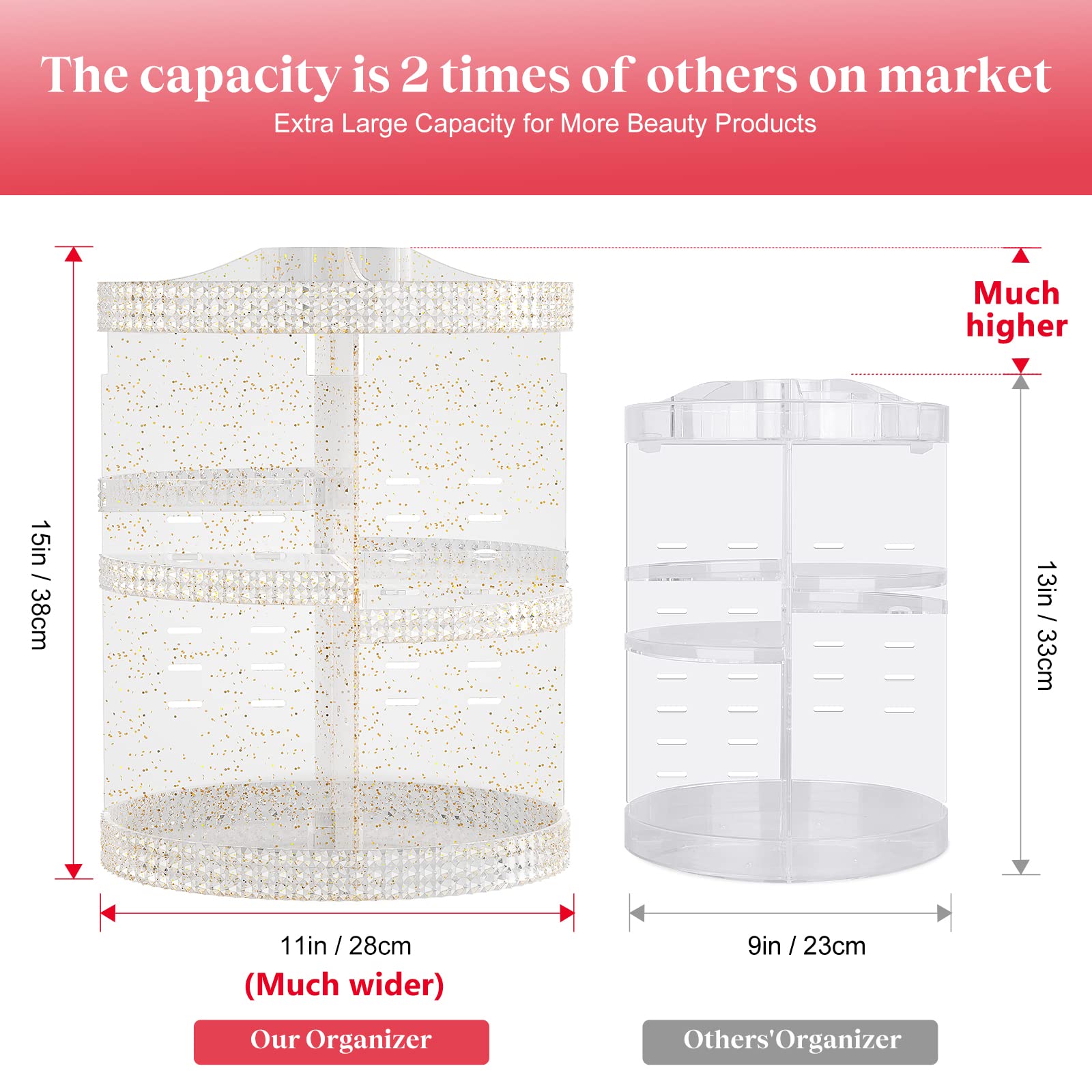 Picture of 360 Degree Rotation Transparent Acrylic Cosmetics Storage Box Fashion Spin Multi-function Detachable Makeup Beauty Organizer-Makeup Bags & Organizers - NR Mart-2024 - Multicolor