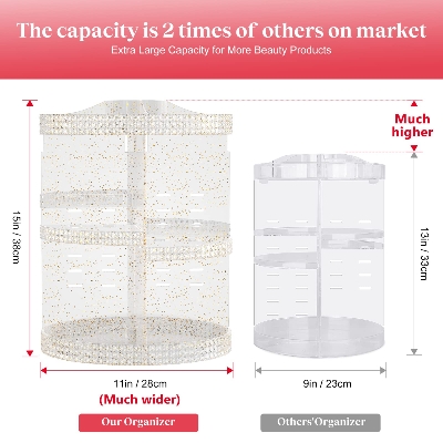 Picture of 360 Degree Rotation Transparent Acrylic Cosmetics Storage Box Fashion Spin Multi-function Detachable Makeup Beauty Organizer-Makeup Bags & Organizers - NR Mart-2024 - Multicolor