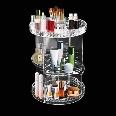 Picture of 360 Degree Rotation Transparent Acrylic Cosmetics Storage Box Fashion Spin Multi-function Detachable Makeup Beauty Organizer-Makeup Bags & Organizers - NR Mart-2024 - Multicolor