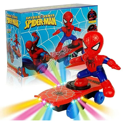 Picture of Spider Sense Spiderman Scooter Electric Car Rotating Rock Music Light Car Toys Small Gifts/Spiderman Stunt Skate Board Toys /Stunt Sliding Plate Skateboard Spiderman Toys For Kids - NR Mart-2024 - Multicolor