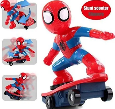 Picture of Spider Sense Spiderman Scooter Electric Car Rotating Rock Music Light Car Toys Small Gifts/Spiderman Stunt Skate Board Toys /Stunt Sliding Plate Skateboard Spiderman Toys For Kids - NR Mart-2024 - Multicolor