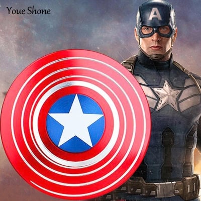 Picture of Captain America Shield Metal Tri-Spinner Fidget Hand Finger Spinner Stress Reducer Toy By NR Mart-2024 - multicolor