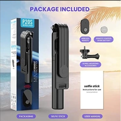 Picture of P20S - 1 Wireless Bluetooth Selfie Stick With LED Fill Light Desktop Live Tripod Mobile Stand Portable Stretchable Holder Anti-Shake Stabilizer Selfie Stick Self-Timer Artifact Rod - NR Mart-2024 - Multicolor