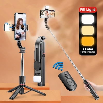 Picture of P20S - 1 Wireless Bluetooth Selfie Stick With LED Fill Light Desktop Live Tripod Mobile Stand Portable Stretchable Holder Anti-Shake Stabilizer Selfie Stick Self-Timer Artifact Rod - NR Mart-2024 - Multicolor