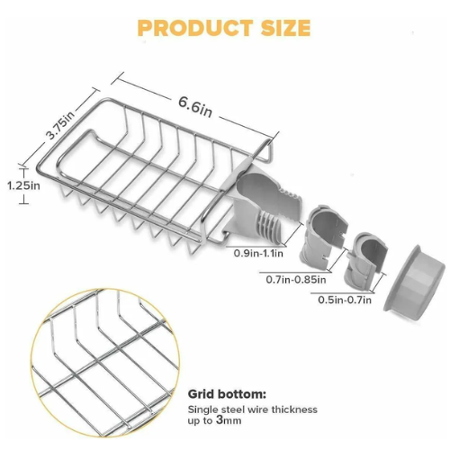 Picture of Shower Sink Stainless Steel Soap Stand Towel Dishcloth Basket Storage Holder Kitchen Drain Shelf Sponge Dish Drainer Faucet Rack - NR Mart-2024 - Multicolor