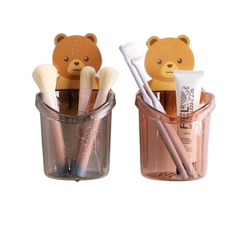 Picture of Toothbrush Holder Free Punch Mouthwash Cup Brushing Cup Wall-mounted Bathroom Cartoon Wall-mounted Storage Box Tooth Cylinder/toothpaste box -  NR Mart-2024 - Multicolor