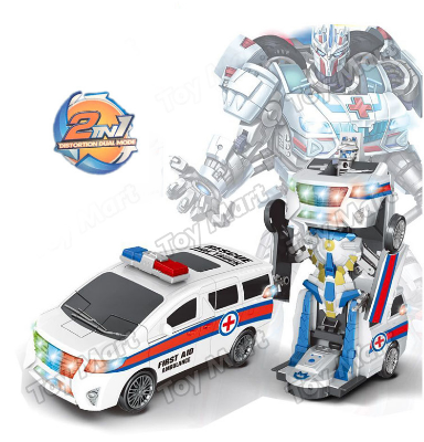 Picture of First Aid/Fire Fighting Pioneer Rescue Ambulance Transformer Robot Action Figure Toy Kids Siren Light Sound Imported Quality Kids Toy Gift Toy Toy Set Simulation Toy, Ambulance Car, Robot Car -  NR Mart-2024 - Multicolor