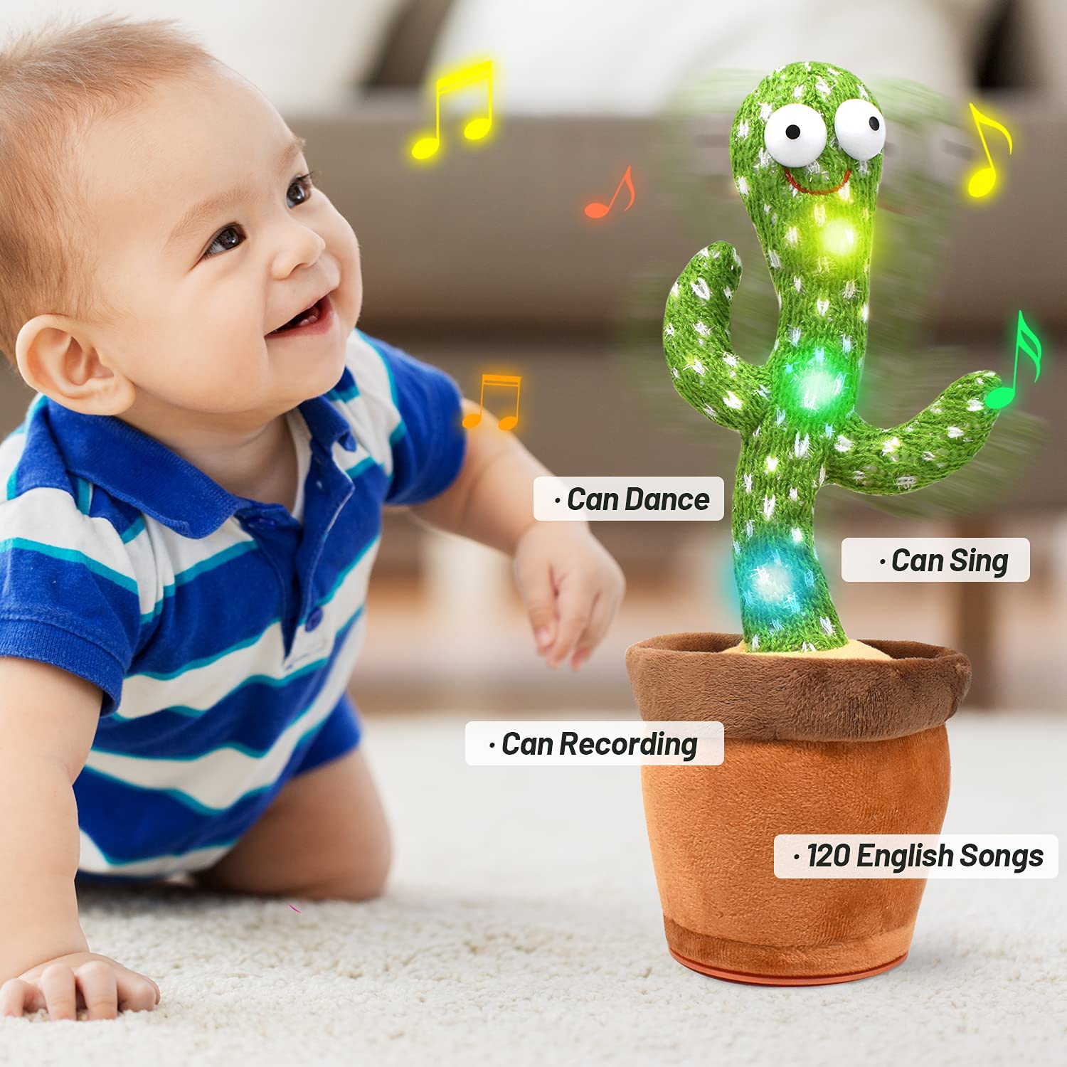 Picture of Dancing Singing Cactus Plush Toy Shaking Fun Elementary Education Toy Best Birthday Gift For Home Decoration And Kids Toys To Play With Kids - NR Mart-2024 - Multicolor