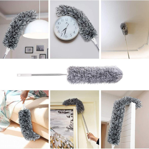 Picture of Microfiber Duster with Extension Pole(Stainless Steel), Extra Long 110 inches, with Bendable Head, Extendable Duster for Cleaning High Ceiling Fan, Interior Roof, Cobweb, Gap Dust- Wet or Dry Use - NR Mart-2024 - Multicolor
