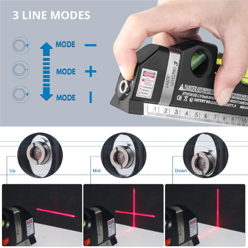 Picture of Multi-Purpose Laser Spirit Level with Measure Tape Measuring Ruler Aligner Tool- NR Mart-2024 - Multicolor