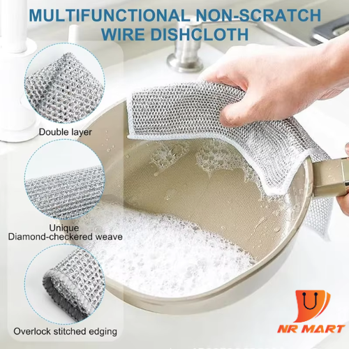 Picture of Magic Cleaning Cloth Kitchen Dishwashing Towel Metal Steel Wire Cleaning Rag For Dish Pot Cleaning Tools - NR Mart-2024 - Multicolor