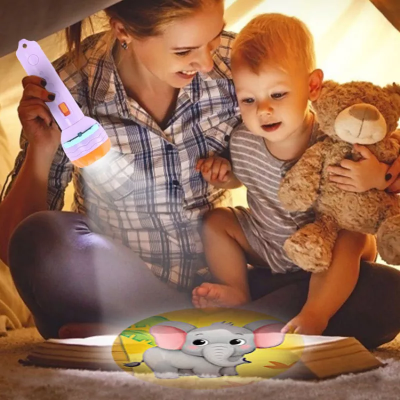 Picture of Mini Projector Torch Kids Flashlight Story Book Educational Light-Up Toys Sleep Light Preschool Fairy Tale Projection Lamp Gift By NR Mart-2024 - multi color