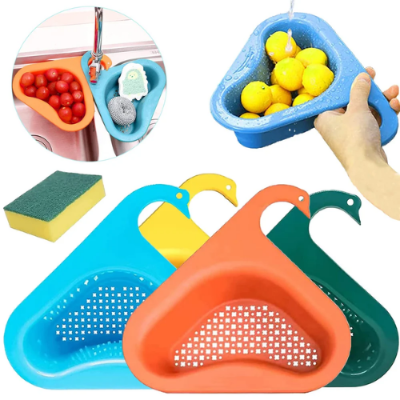 Picture of Sink Strainer Colander Drain Basket, Multifunction Saddle-Shaped Mesh Strainer, Corner Food Strainer Over The Sink for Kitchen Waste, Vegetable, Fruits (Pack of 3)(Multicolour) -  NR Mart-2024 - Multicolor