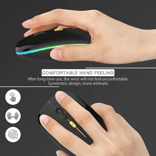 Picture of Rechargeable Wireless RGB Waterproof Optical Mouse, For Pc and Laptop Gamer Dual Model 2.4GHz Mouse - Nano receiver - Palm Grip - Black Fun Gaming - Optical Wireless Mouse - NR Mart-2024 - Multicolor