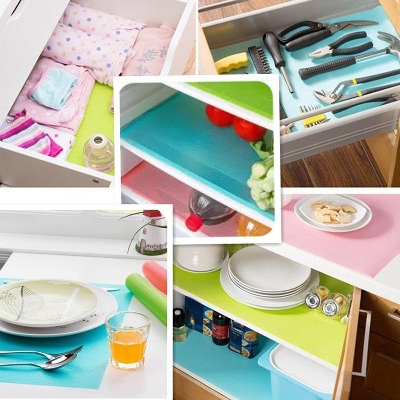 Picture of 4 Pcs Washable Refrigerator Mats, Waterproof Fridge Mats, Drawer Mats by NR Mart-2024 - Multicolor
