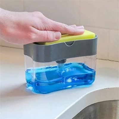 Picture of Liquid Soap Dispenser Soap Pump Sponge Caddy Holder Creative Hand Press Kitchen Dish Soap Dispenser with Washing Sponge-Smart Holder -  NR Mart-2024 - Multicolor