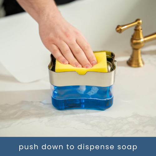 Picture of Liquid Soap Dispenser Soap Pump Sponge Caddy Holder Creative Hand Press Kitchen Dish Soap Dispenser with Washing Sponge-Smart Holder -  NR Mart-2024 - Multicolor
