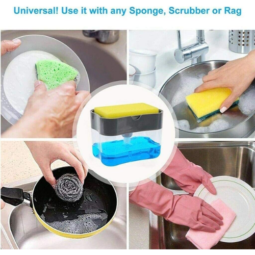 Picture of Liquid Soap Dispenser Soap Pump Sponge Caddy Holder Creative Hand Press Kitchen Dish Soap Dispenser with Washing Sponge-Smart Holder -  NR Mart-2024 - Multicolor