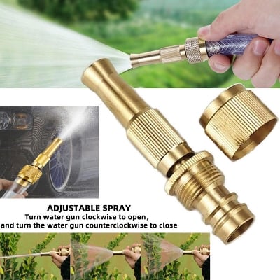 Picture of Brass High Pressure Car Wash Adjustable Straight Handle Hose Nozzle Garden Tool Faucet Home Accessories - NR Mart-2024 - Multicolor