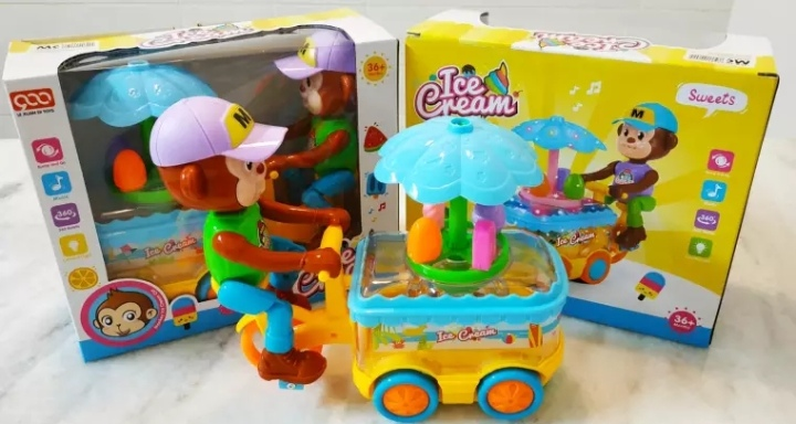 Picture of Ice Cream Cart with Monkey for Kids boy toys, girl toys, birthday gift, Christmas gift, growth, fun, for kids - NR Mart-2024 - Multicolor