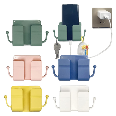 Picture of 1PCS Wall-Mounted Charger Storage Box Mobile Phone Charging Hanging Holder Multifunction Wall Mounted Plug Bracket Storage Box -  NR Mart-2024 - Multicolor