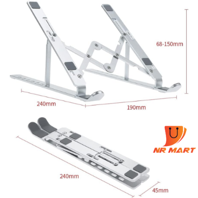 Picture of Aluminum Alloy Adjustable Portable Folding Notebook Stand Foldable Laptop Stand - NR Mart-2024 - Multicolor
