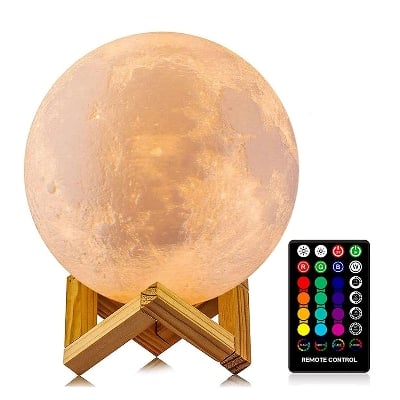 Picture of 3D Moon Lamp 16 Colors Remote & Touch 15 cm - NR Mart-2024 - Multicolor