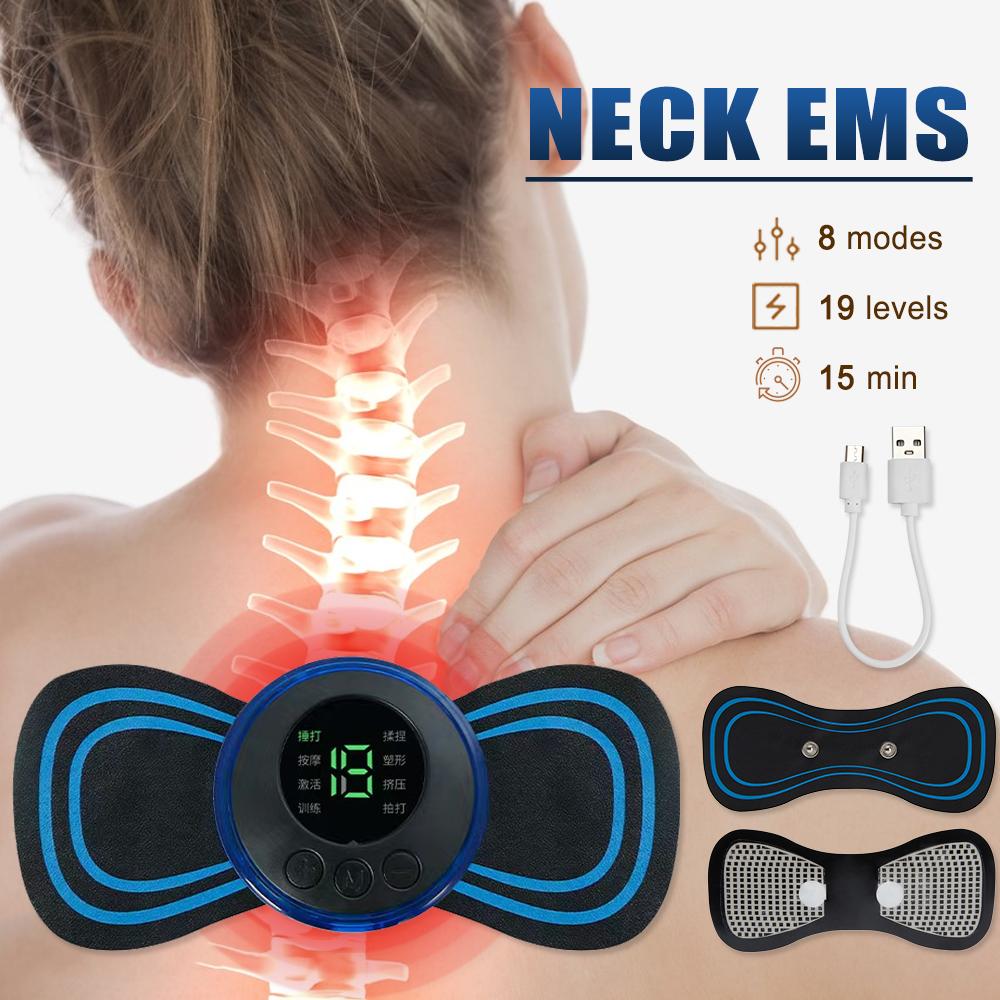 Picture of New Portable Mini Electric Neck Massager Back Body Portable With USB Charging Cable, EMS Electric Pulse Neck Massager Cervical Massage Patch Back Sticker Muscle Stimulator Portable Relief Pain Relax Massager - NR Mart-2024 - Multicolor