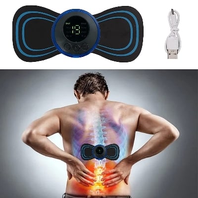 Picture of New Portable Mini Electric Neck Massager Back Body Portable With USB Charging Cable, EMS Electric Pulse Neck Massager Cervical Massage Patch Back Sticker Muscle Stimulator Portable Relief Pain Relax Massager - NR Mart-2024 - Multicolor