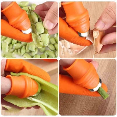 Picture of Silicone Vegetable And Fruits Thumb Cutter Finger cutter 5 in 1 - NR Mart-2024 - Multicolor