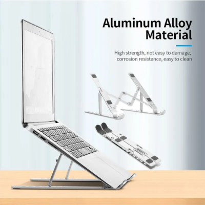 Picture of Aluminum Alloy Adjustable Portable Folding Notebook Stand Foldable Laptop Stand - Laptop Stand - Laptop Table - Laptop Table - Laptop stands -  NR Mart-2024 - Multicolor