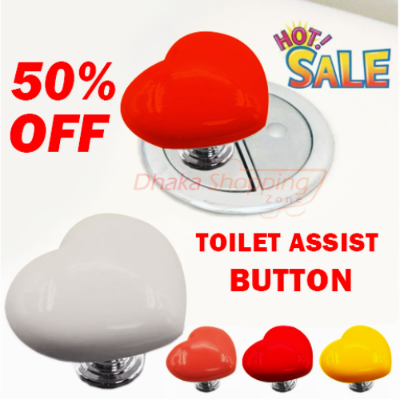 Picture of Toilet Tank Button Heart-shaped Toilet Buttons Charming Bathroom for Replacement- NR Mart-2024 - Multicolor