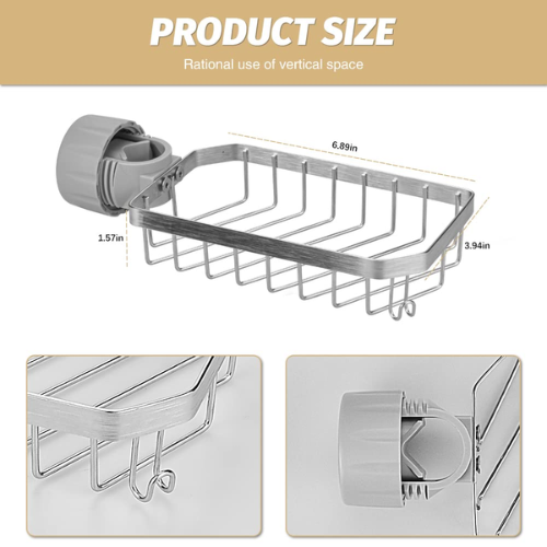 Picture of Faucet Sponge Holder for Kitchen Sink Caddy Storage Rack Holder Stainless Steel Dish Soap and Sponge Holder for Kitchen and Bathroom - NR Mart-2024 - Multicolor