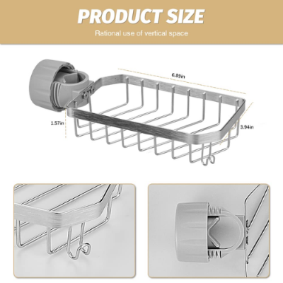 Picture of Faucet Sponge Holder for Kitchen Sink Caddy Storage Rack Holder Stainless Steel Dish Soap and Sponge Holder for Kitchen and Bathroom - NR Mart-2024 - Multicolor