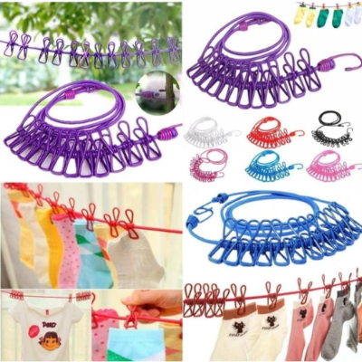 Picture of Portable Clothing Clothesline with 12 Clips Retractable Laundry Dryer Clothes Rop -  NR Mart-2024 - Multicolor