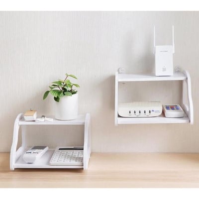 Picture of Wifi Router Stand Shelf Double Layer Wall Mounted Shelf Home decorator-  NR Mart-2024 - Multicolor